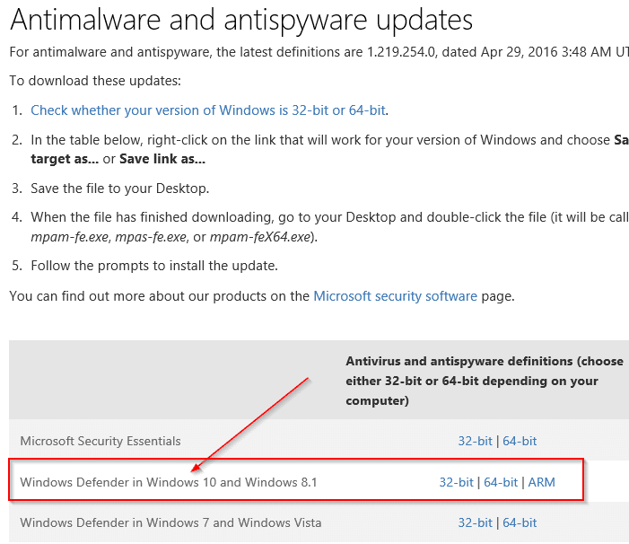 Manually update Windows Defender in Windows 10 Step3