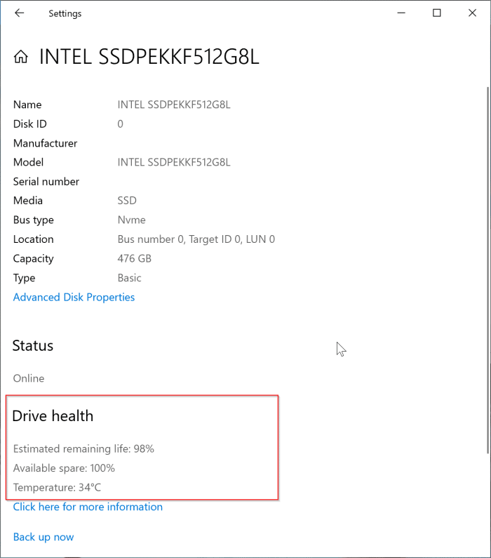 check SSD health and temparature in Windows 10 pic3