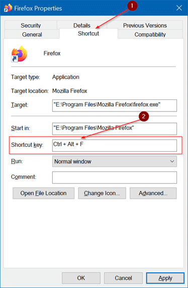 create keyboard shortcuts to launch programs in Windows 10 pic5