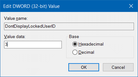 hide username email address on login screen in Windows 10 step6