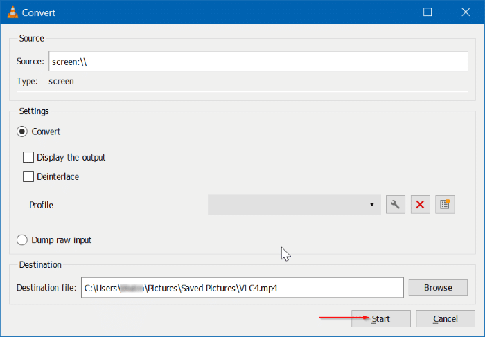 record Windows 10 screen using VLC Media Player pic5