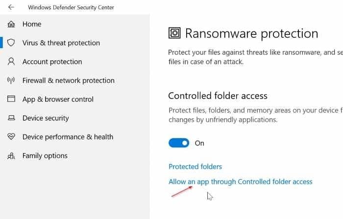 turn on built in ransomware protection in Windows 10 pic07