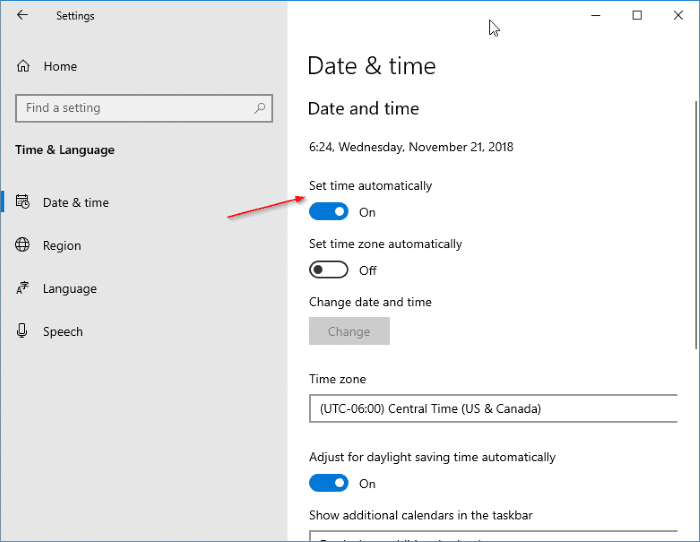 wrong date and time in Windows 10 pic2